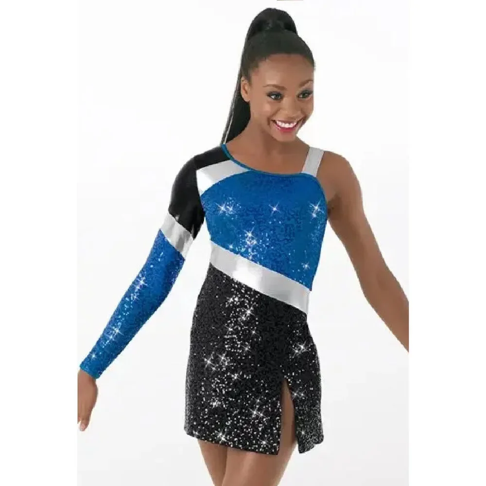 Pre-Owned Dance Costume Balera D9691 Small Child Blue Dress Jazz Baton Sequin